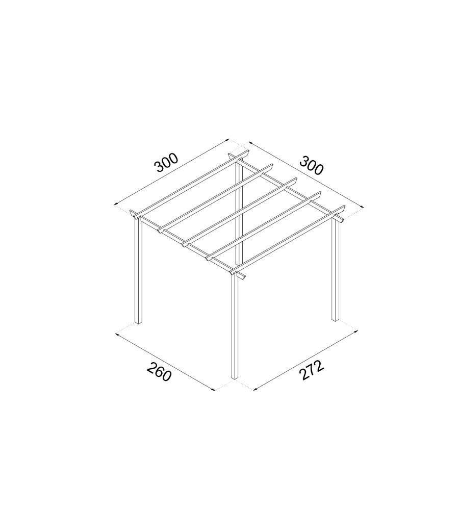 Pergola da esterno libera 'eco' in legno di pino, 300x300 cm