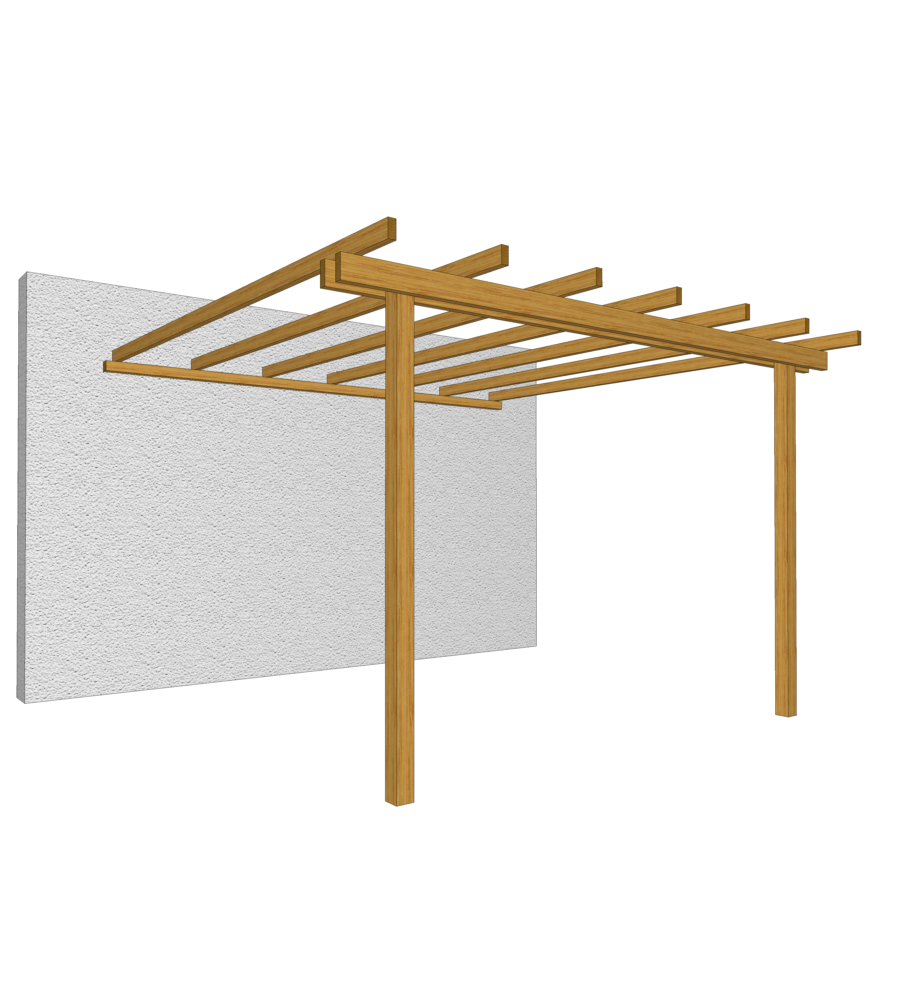 Pergola addossata da esterno in legno, 240x240 cm