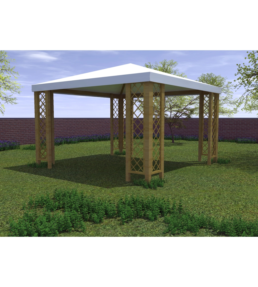 Gazebo da esterno "capri" con grigliati in legno, 300x300 cm