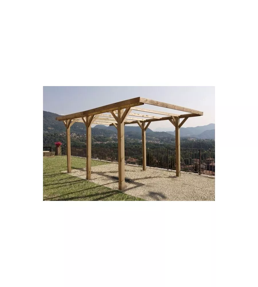 Carport auto in legno senza copertura 1 posto 3,04x5,12x2,33 mt