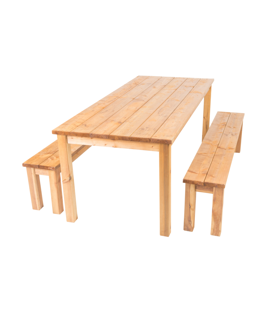 Set da giardino cecis, due panche e un tavolo in legno di pino