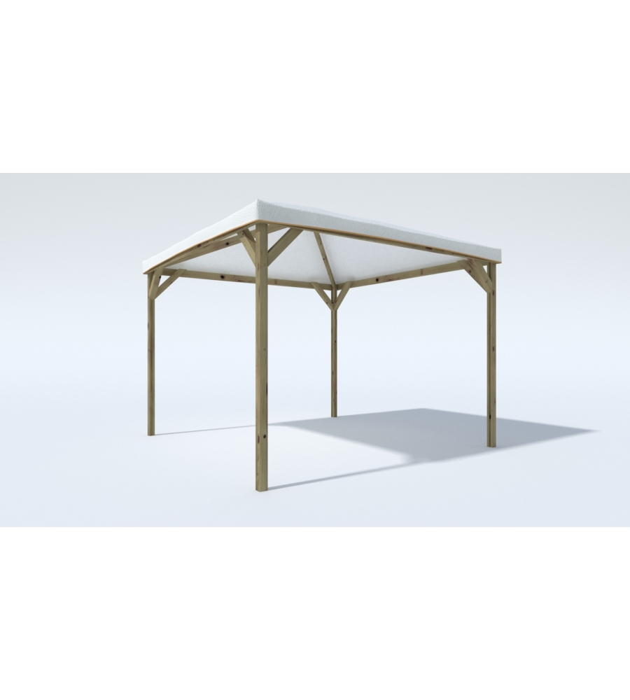 Gazebo da esterno "joy" in legno di pino massello e copertura in pvc, 3x3 metri