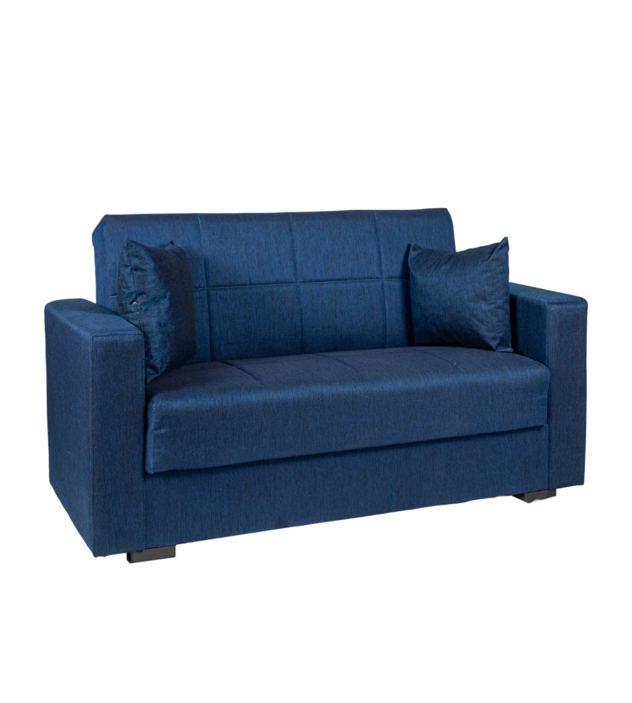 Divano letto "nora" 2 posti in tessuto blu, 155x80x87 cm