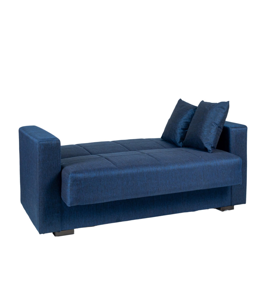 Divano letto "nora" 2 posti in tessuto blu, 155x80x87 cm