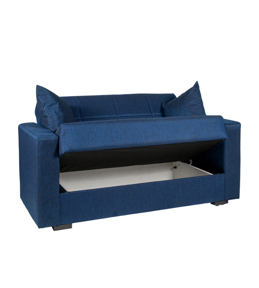 Divano letto "nora" 2 posti in tessuto blu, 155x80x87 cm