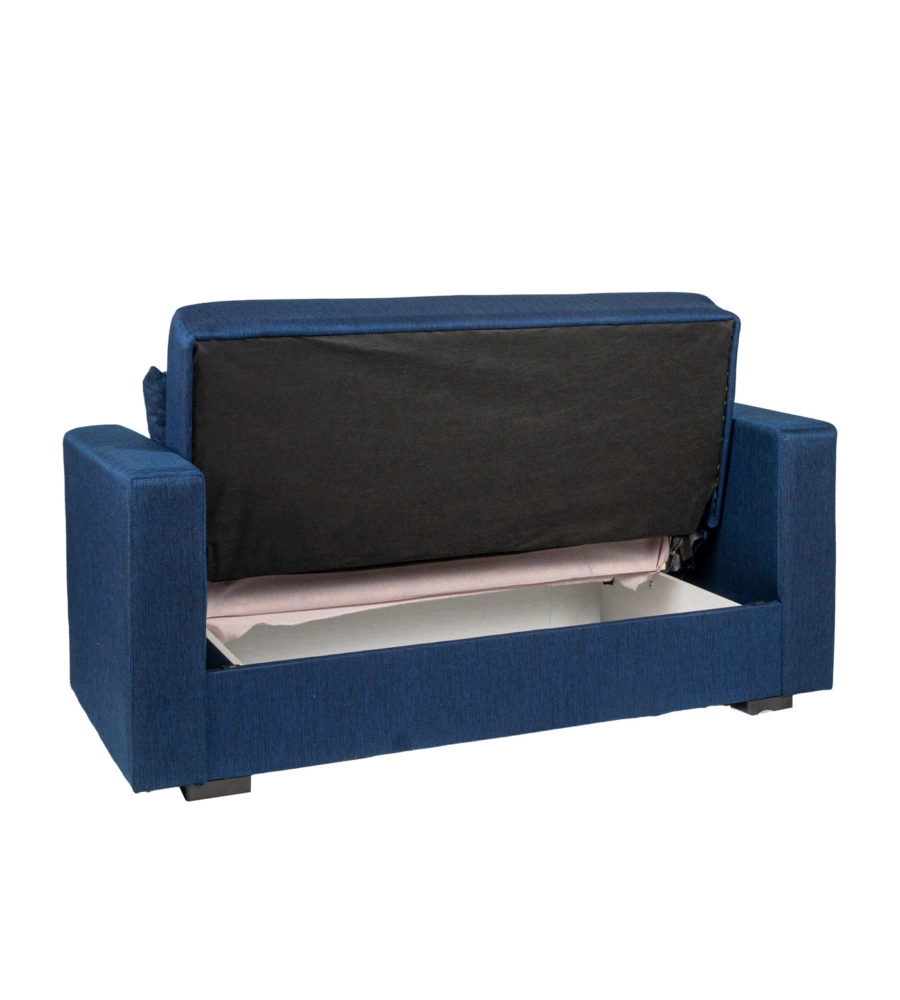 Divano letto "nora" 2 posti in tessuto blu, 155x80x87 cm