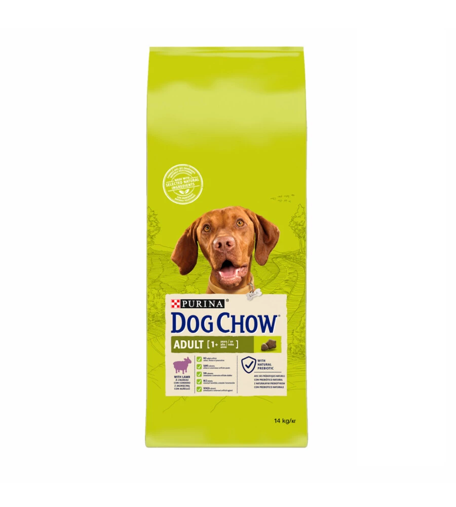 Crocchette per cani adulti "dog chow" all'agnello, 14 kg - purina