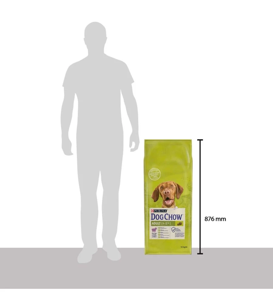 Crocchette per cani purina 'dog chow' adulto di tutte le taglie con agnello 14 kg