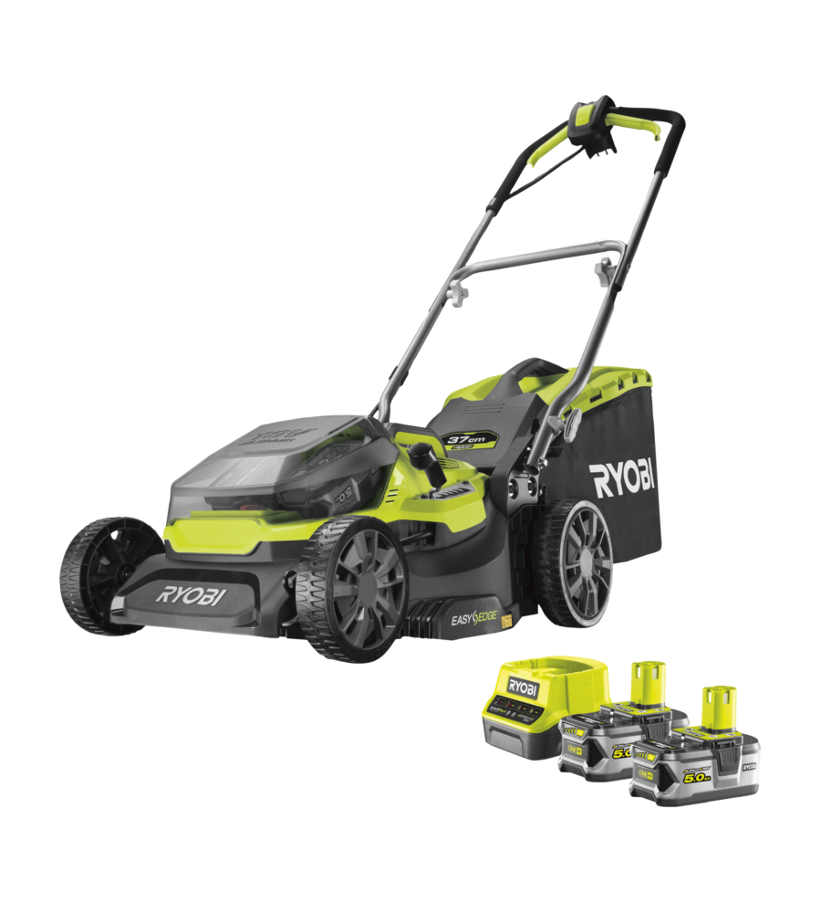 Tagliaerba ibrido a batteria ed elettrico ry18lmh37a-250 con 2 batterie 5ah/18v incluse - ryobi