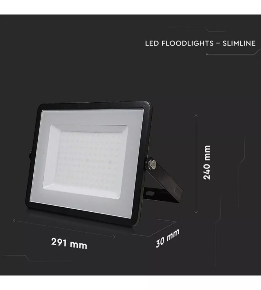 Faro led nero 3000k 100w, 8200lm