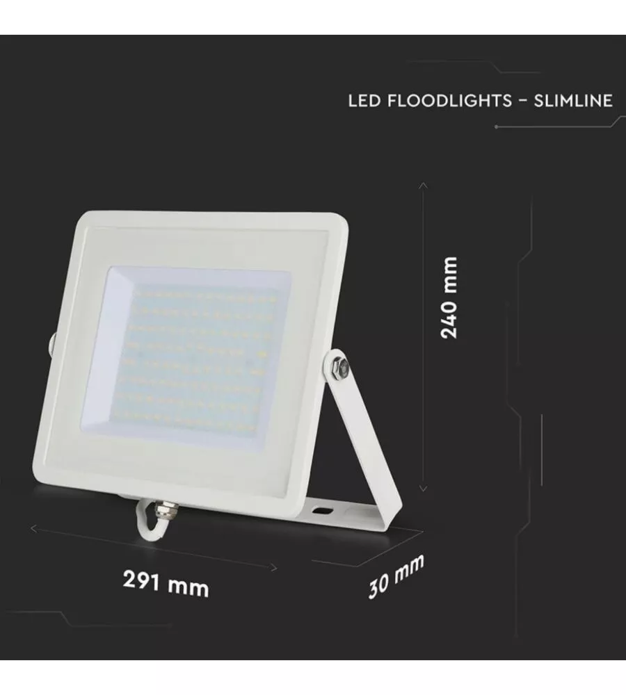 Faro led bianco 3000k 100w, 8000lm