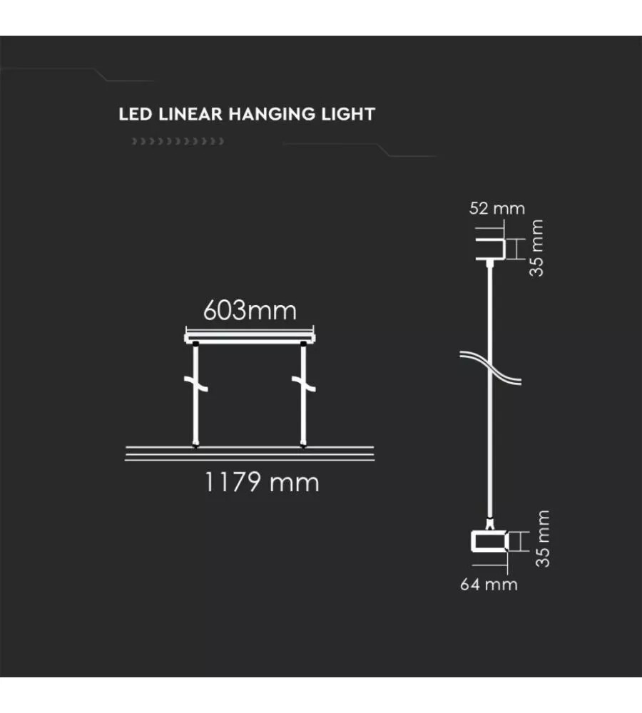 Plafoniera led a sospensione con chip samsung 4000k, 60w