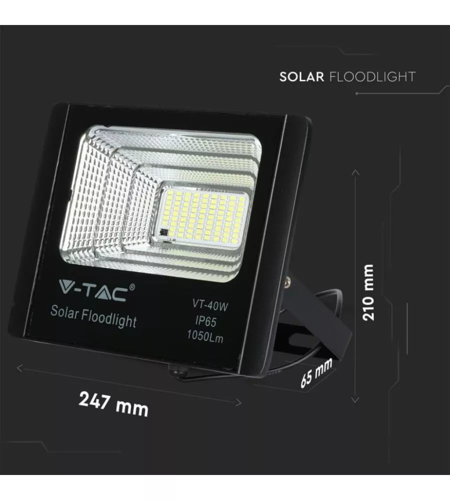 Faro led con pannello solare e telecomando 6000k, 16w