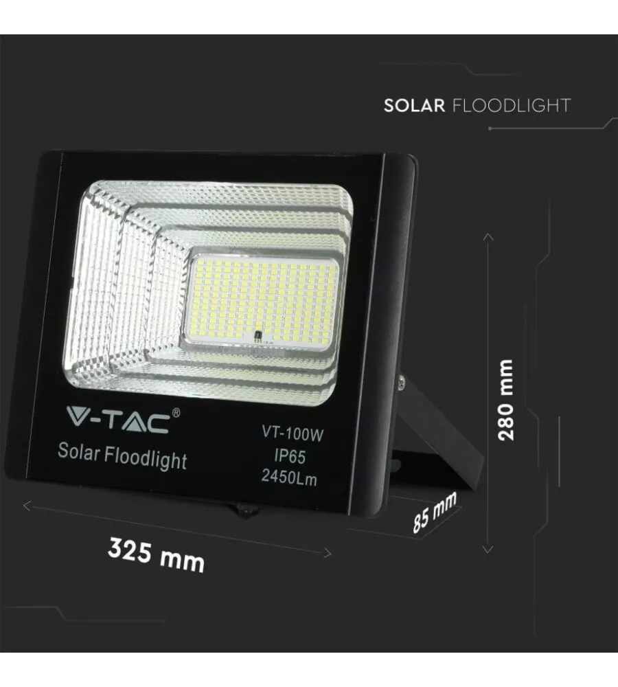 Faro led con pannello solare e telecomando 6000k, 35w