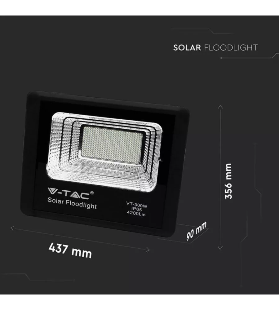 Faro led con telecomando e pannello solare 4000k, 50w