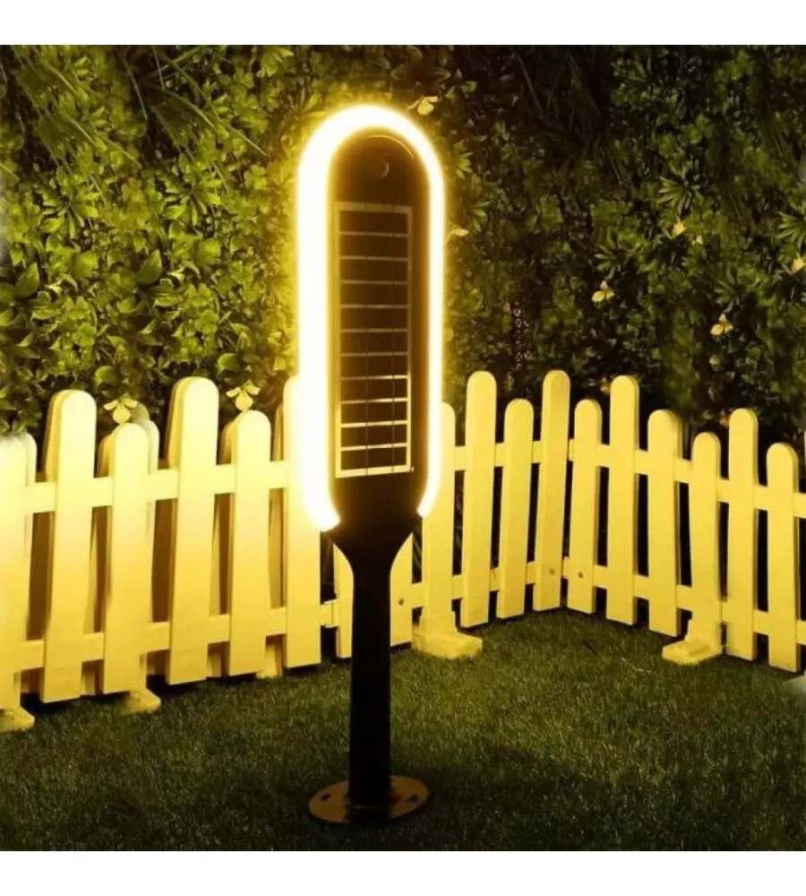 Piantana solare led da giardino bianca e nera 4000k, 5w