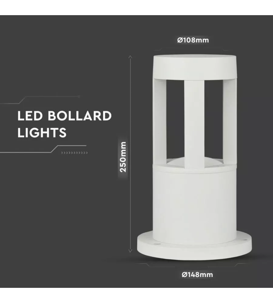 Lampada led da giardino bianco h25 cm 4000k, 10w