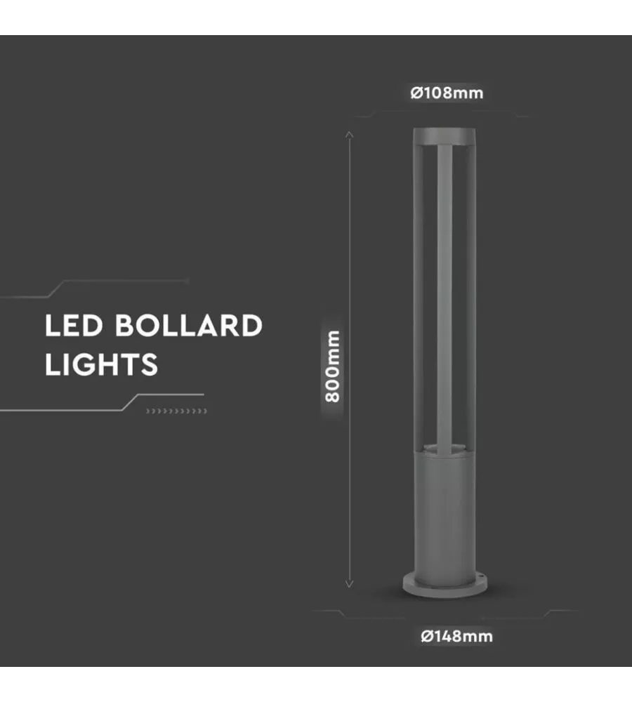 Lampada led da giardino grigio h80 cm 4000k, 10w