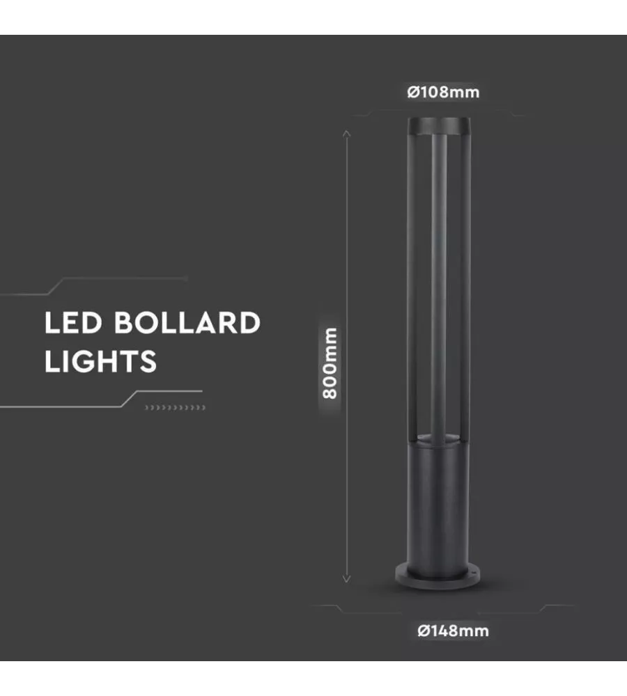 Lampada led da giardino nera h80 cm 3000k, 10w