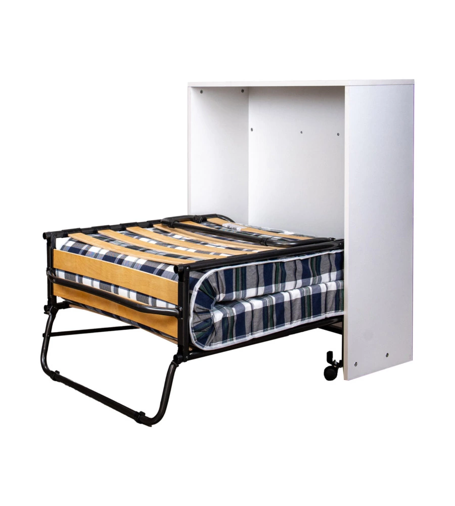 Mobile letto estraibile a scomparsa con rete e materasso, 80x190 cm