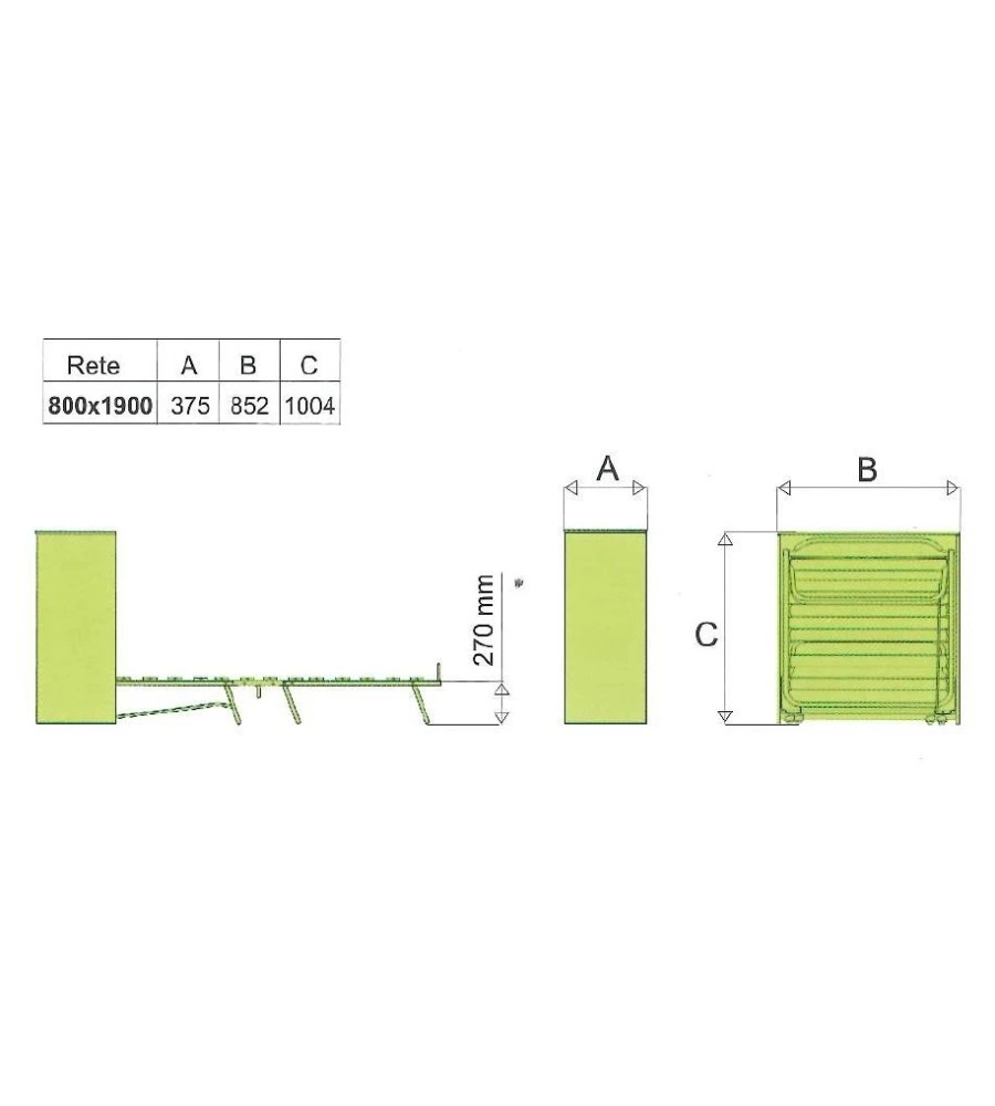 Mobile letto estraibile a scomparsa con rete e materasso, 80x190 cm