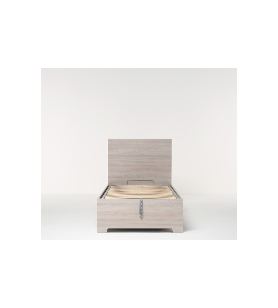 Letto Singolo hi Box Olmo Naturale Con Rete, Contenitore E Piedini 90x190  Cm in vendita online