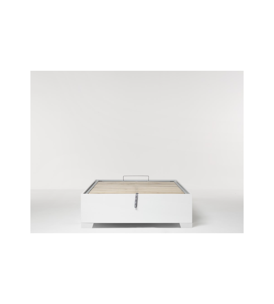 Letto 1 Piazza E Mezza bed Box Bianco Con Rete, Contenitore E Piedini  120x190 Cm in vendita online