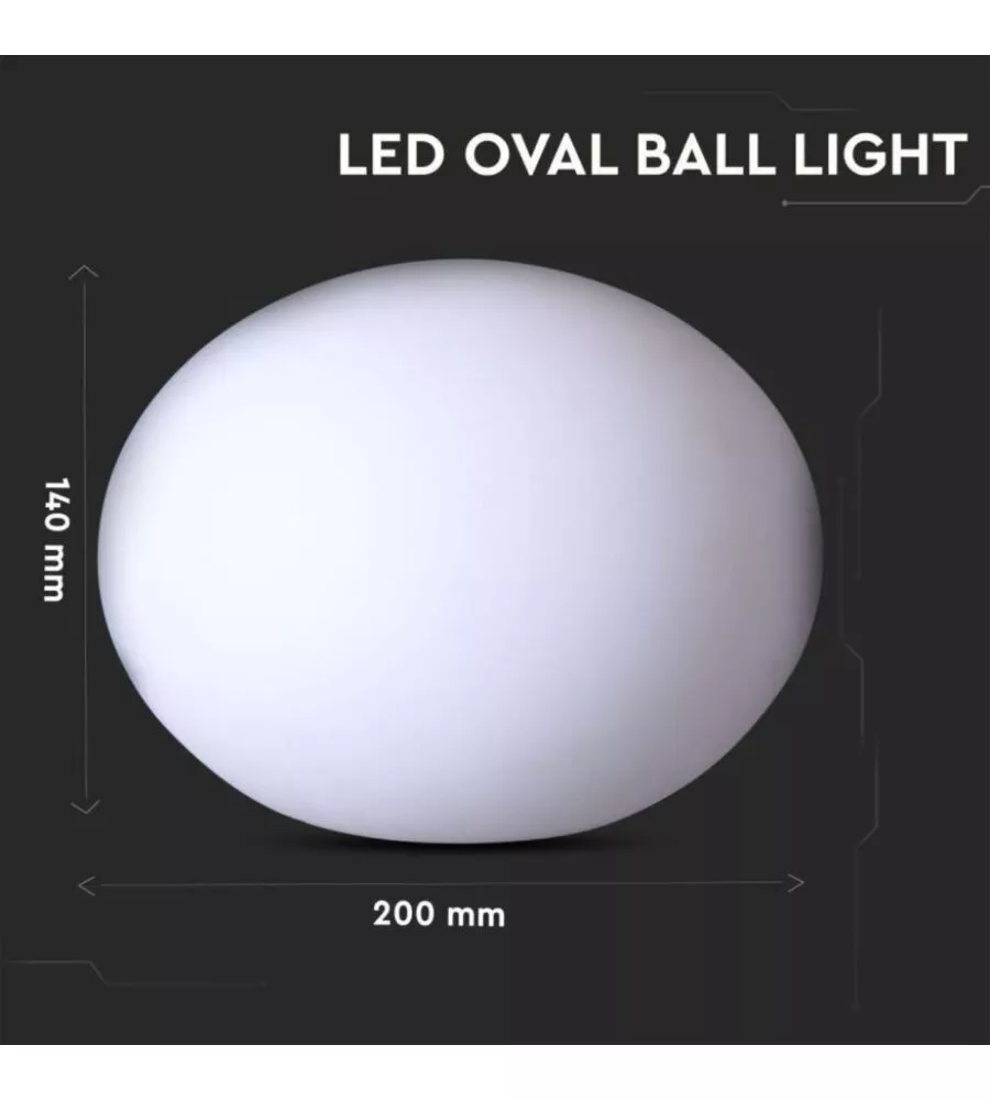 Ovale luminoso led rgb ricaricabile, 1w