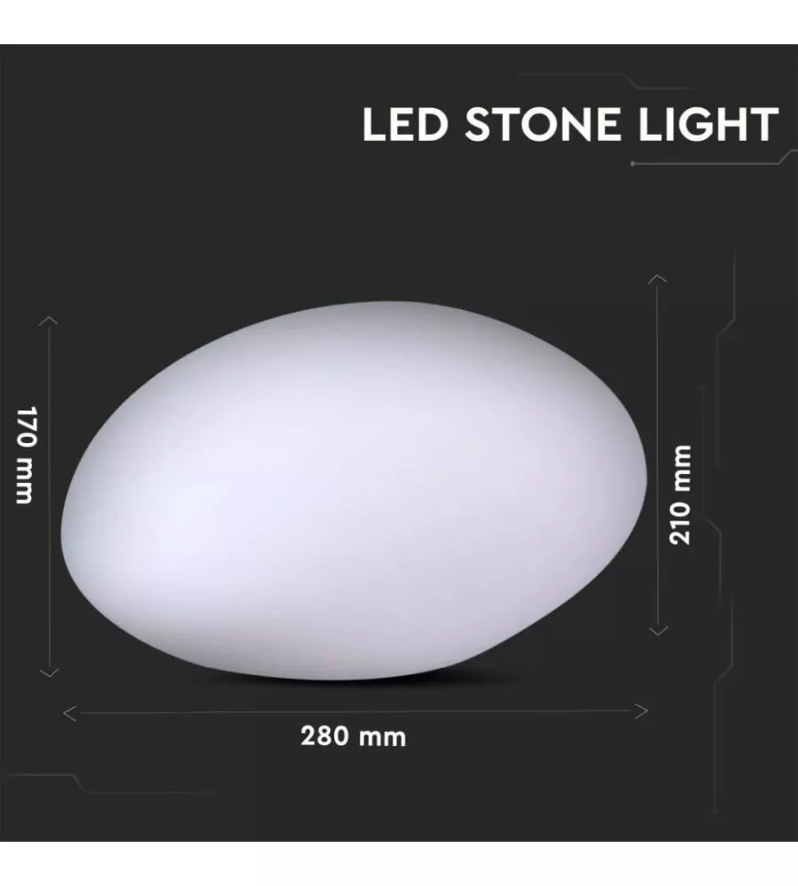 Sasso luminoso decorativo per esterno led rgb, 1w