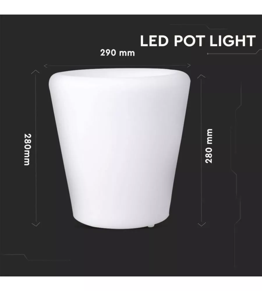 Vaso led rgb ricaricabile e dimmerabile, 1w