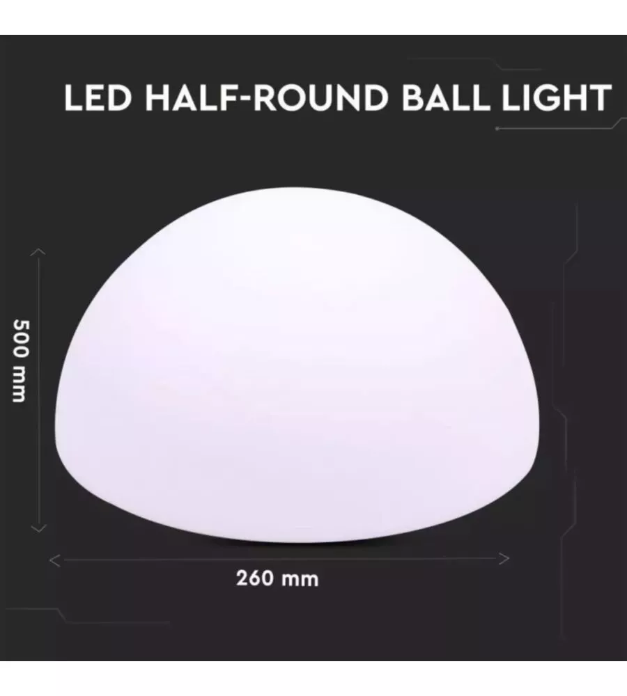 Semi sfera led rgb ricaricabile e con telecomando, 6w