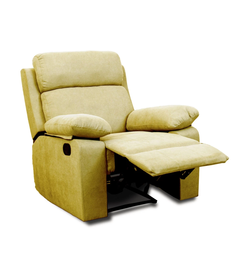 Poltrona recliner "annika" in tessuto ocra, 92x93x101 cm