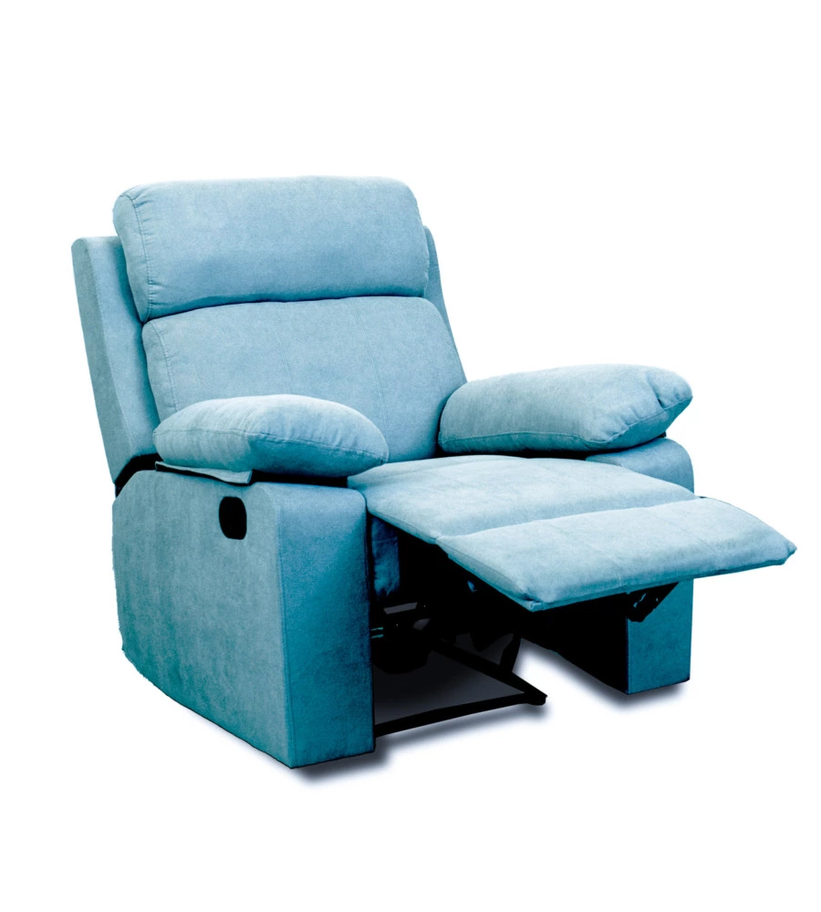 Poltrona recliner manuale "annika" in tessuto azzurro, 92x93x101 cm