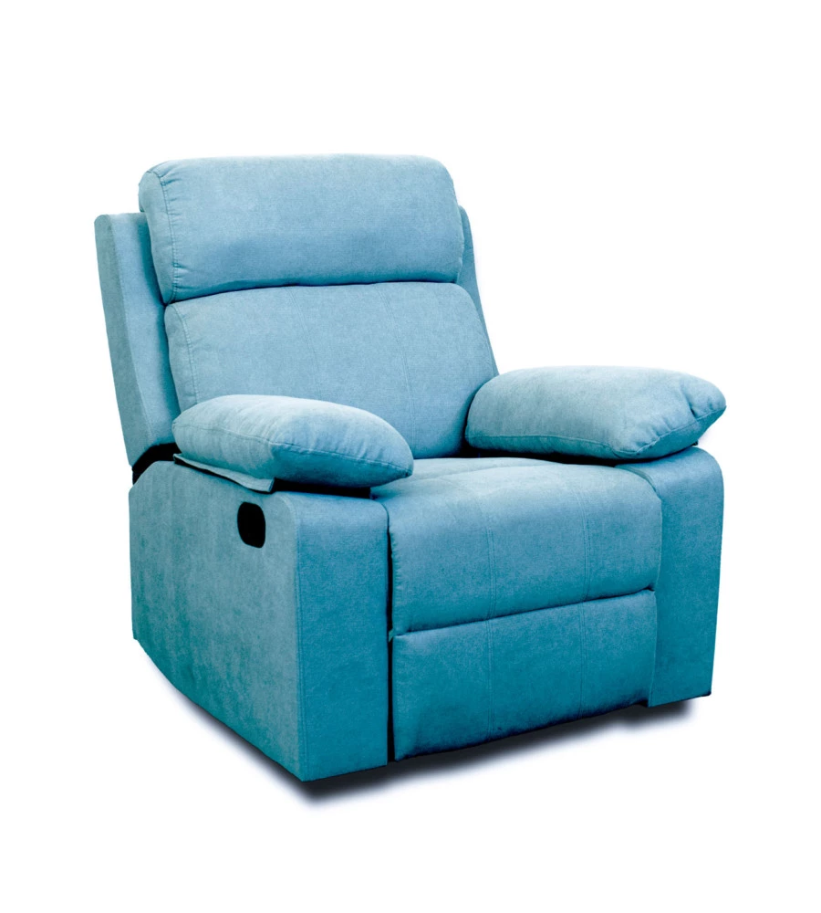 Poltrona recliner manuale "annika" in tessuto azzurro, 92x93x101 cm