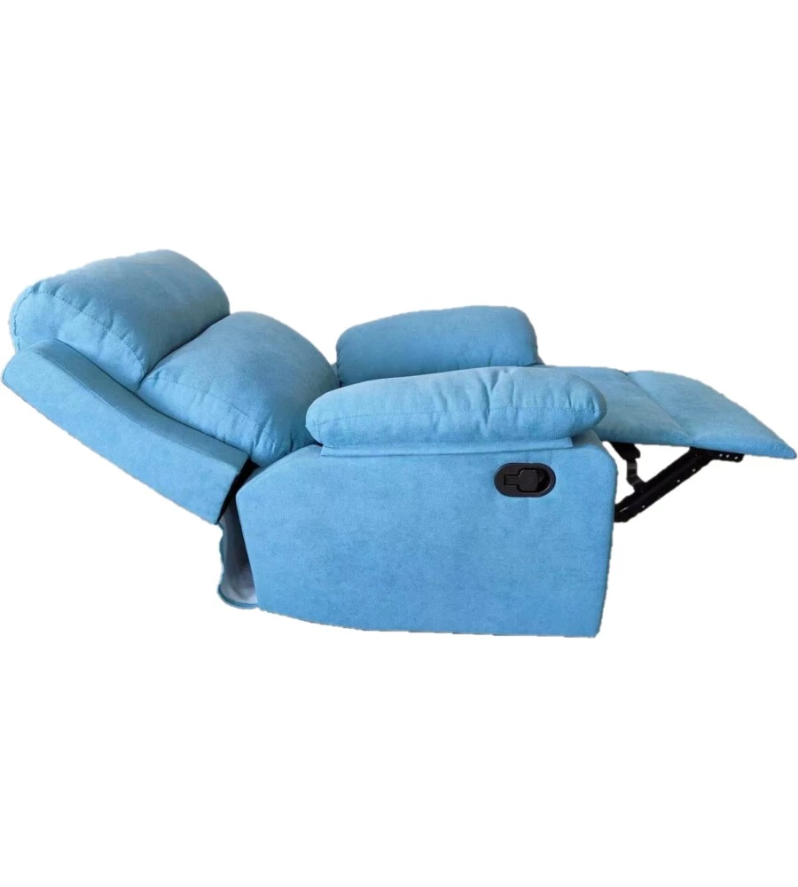 Poltrona recliner manuale "annika" in tessuto azzurro, 92x93x101 cm