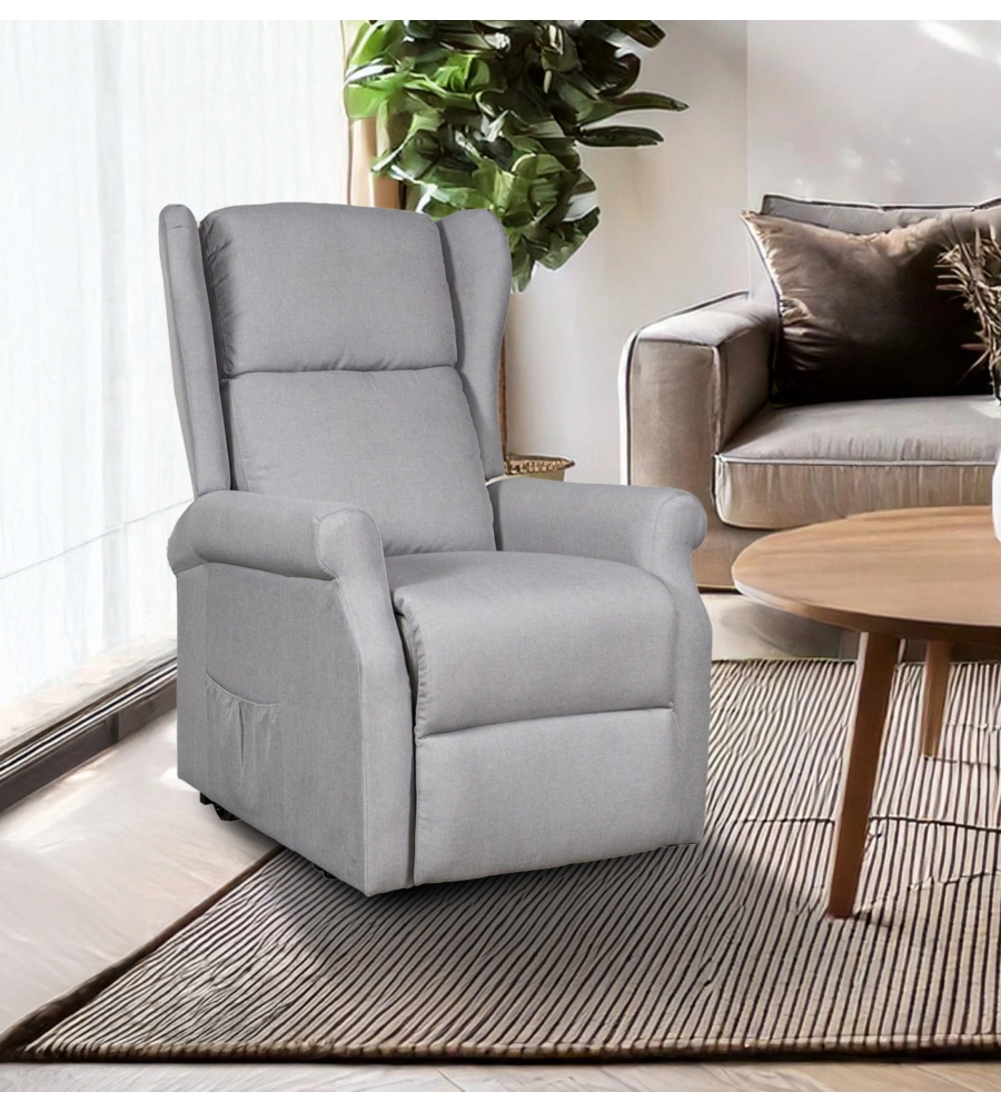 Poltrona con recliner elettrico bellahome "berg" tessuto grigio, 72,5x94x109 cm