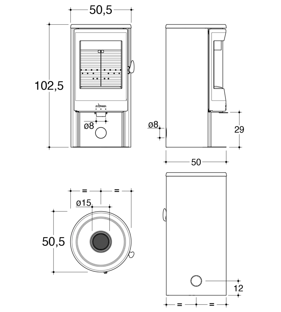 Stufa a legna invicta 'neosen s' nero 8,8 kw