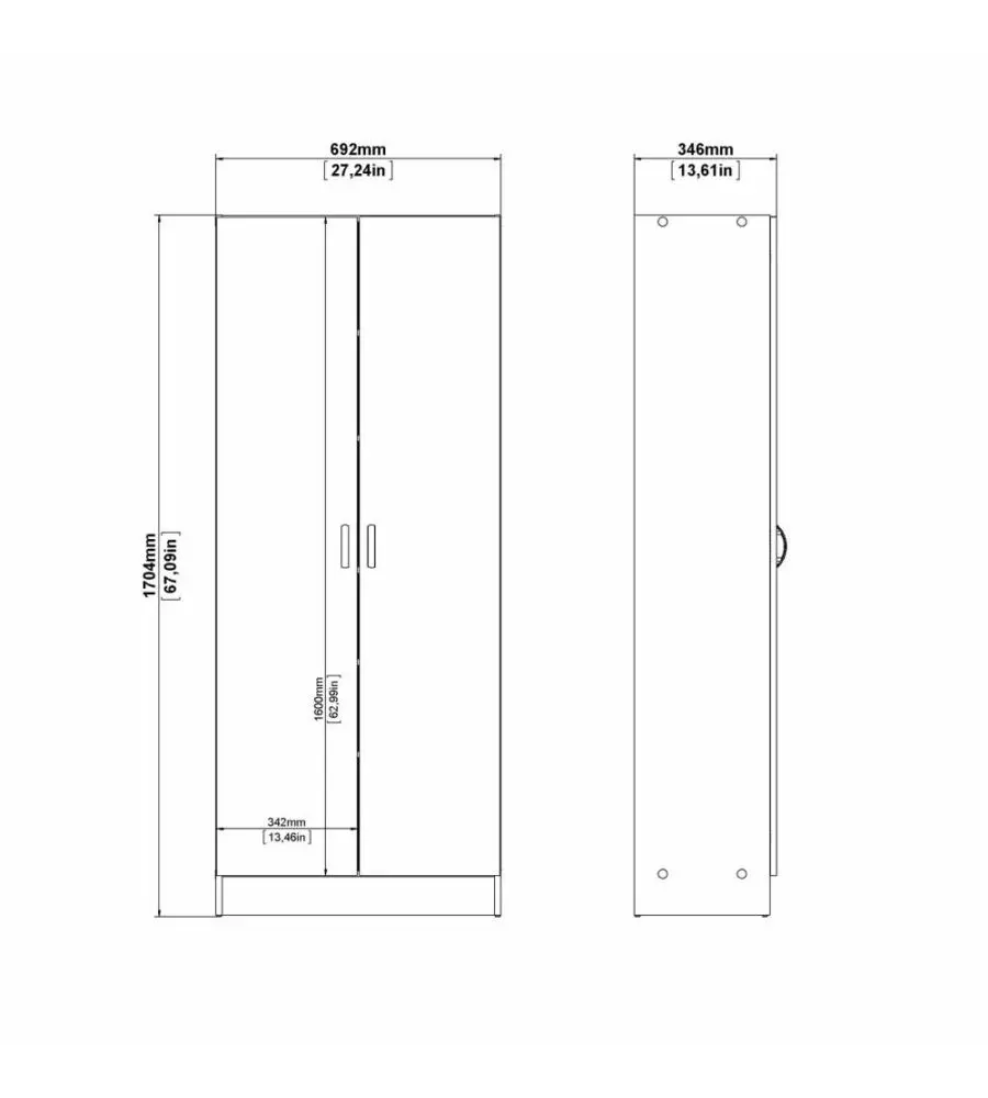 Armadio bianco multifunzione, 69x35x170 cm