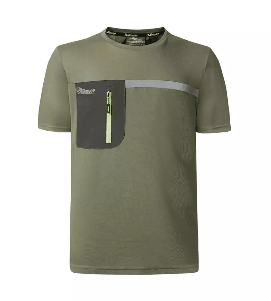 U-power t-shirt da lavoro manica corta christal burnt olive, tg l