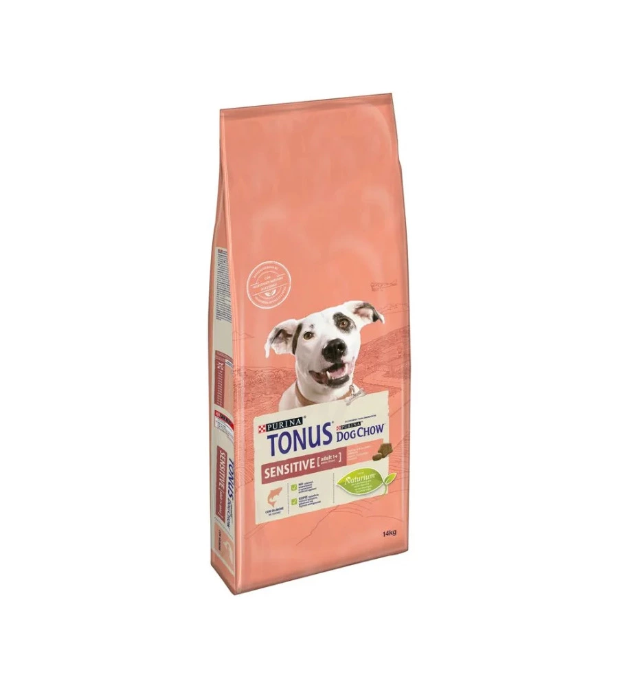 Crocchette per cani adulti "dog chow sensitive" al salmone, 14 kg - purina