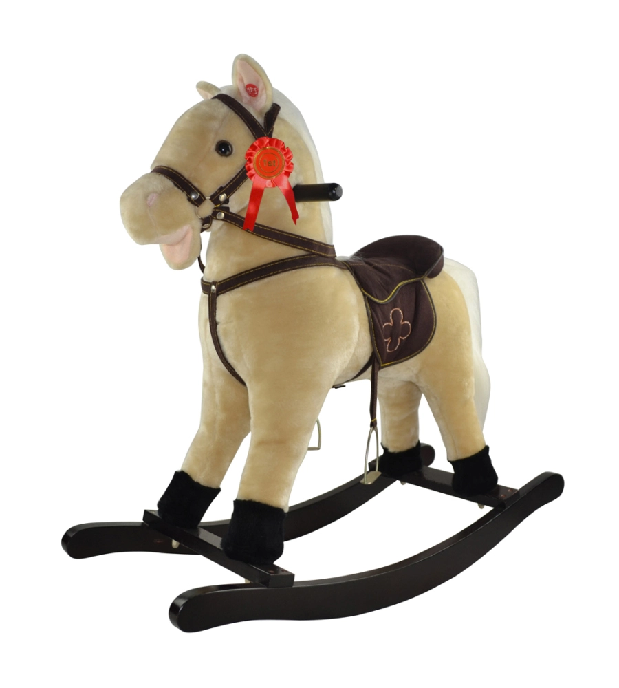 Cavallo a dondolo per bambini con suoni, beige