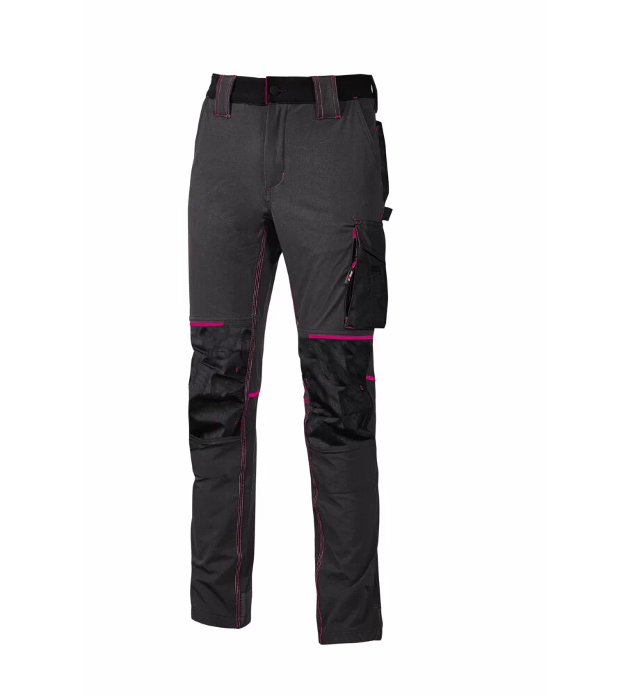 Pantalone da lavoro atom grey/fucsia, tg xs