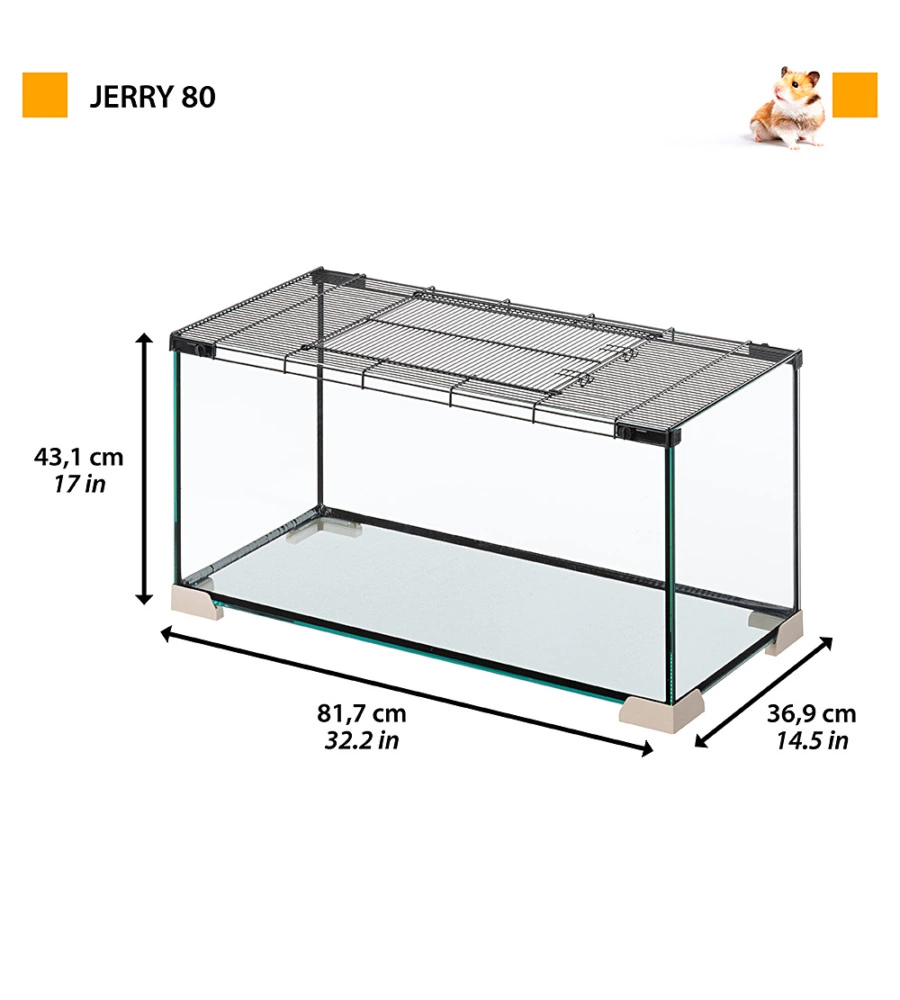 Gabbia per topi e ratti in vetro ' jerry 80', 81,7x36,9x43,1 cm - ferplast