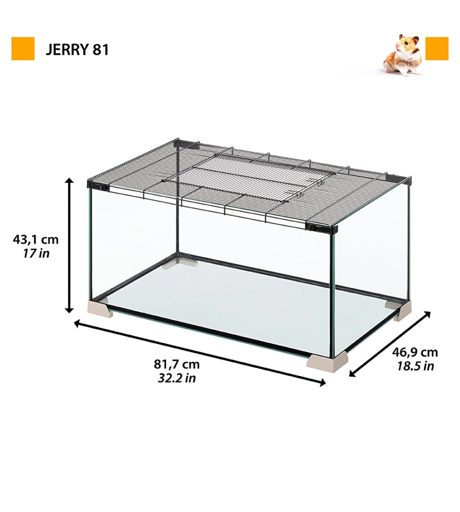 Gabbia per topi e ratti in vetro ' jerry 80', 81,7x46,9x43,1 cm - ferplast