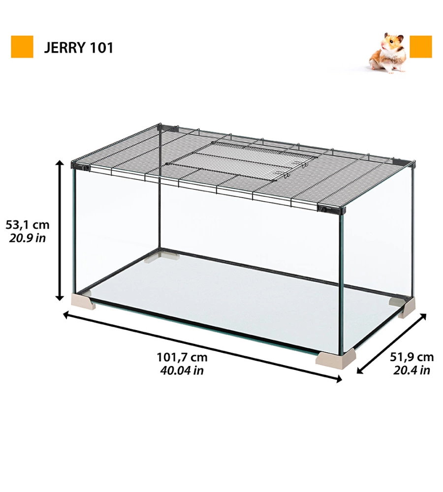 Gabbia per topi e ratti in vetro ' jerry 80', 101,7x51,9x53,1 cm - ferplast