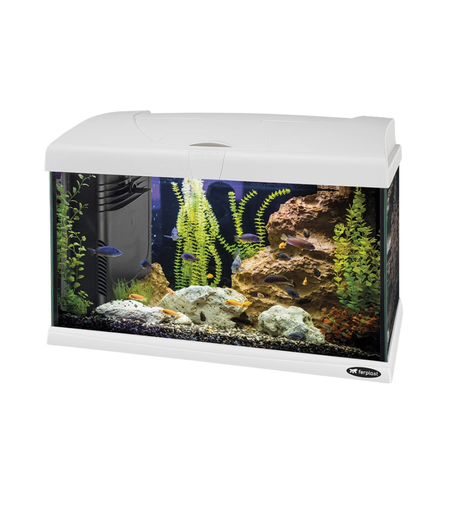 Acquario capri 50 bianco con led - 52 x 27 x h 36 cm, 40 l - ferplast