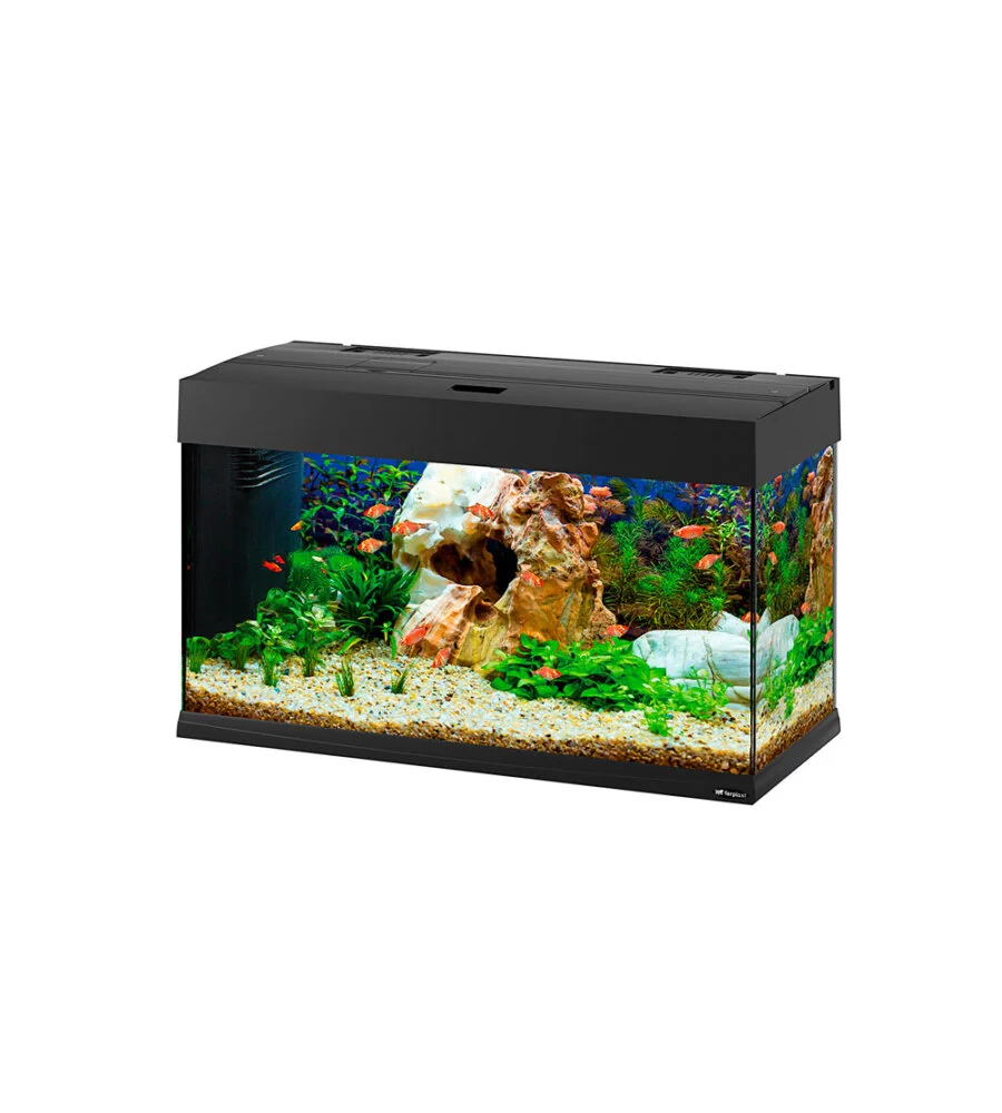 Acquario dubai 80 nero con led - 81 x 36 x h 51 cm, 125 l - ferplast