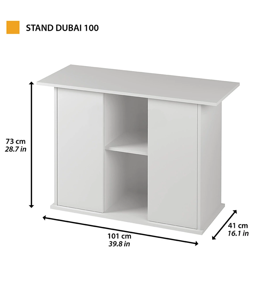 Mobile in legno per acquario - stand bubai 100 bianco, 101 x 41 x h 73 cm - ferplast