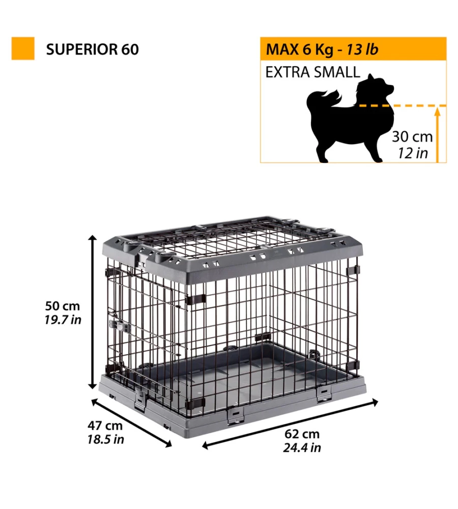 Gabbia box  per cani pieghevole 'superior 60', 62x47x50 cm - ferplast