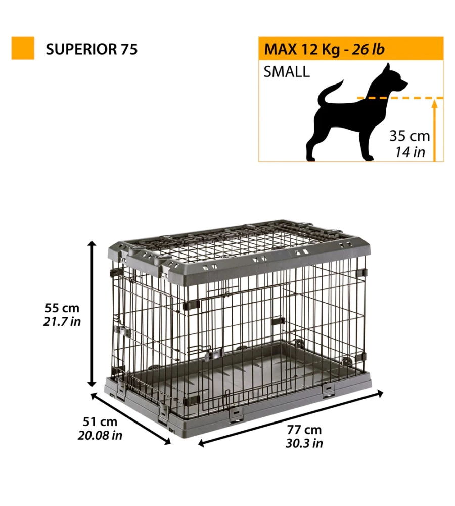 Gabbia box  per cani pieghevole 'superior 75', 77x51x55 cm - ferplast